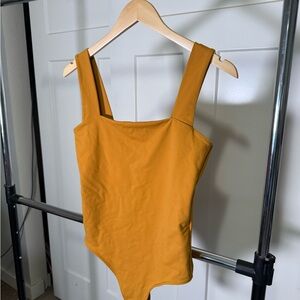 Abercrombie & Fitch Mustard Yellow Square Neck Bodysuit Size S